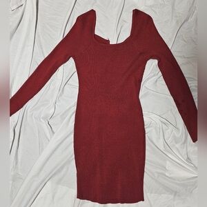 Madden NYC Burnt Red Long Sleeve Dress
